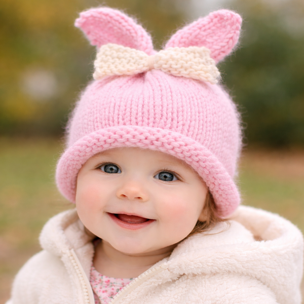 Bunny Ear Baby Girl Hat Knitting Pattern