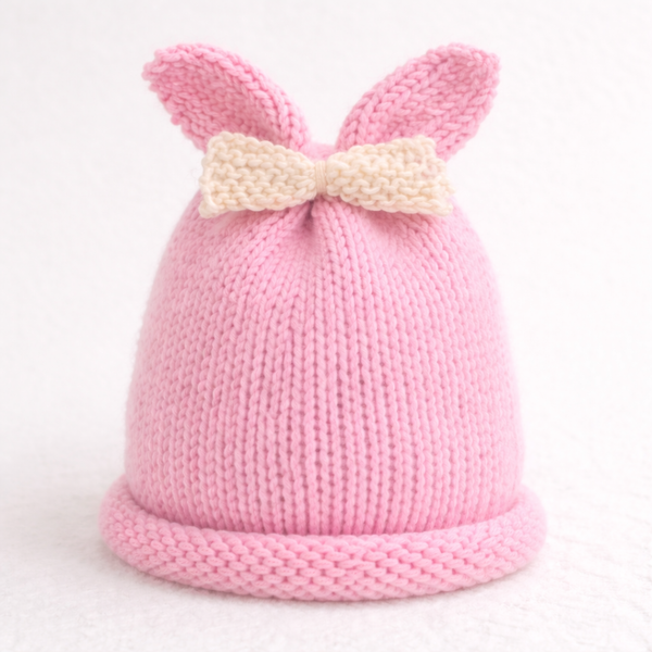 Bunny Ear Baby Girl Hat Knitting Pattern