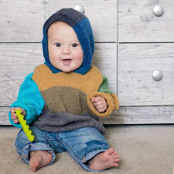 Easy Baby Hooded Sweater Knitting Pattern
