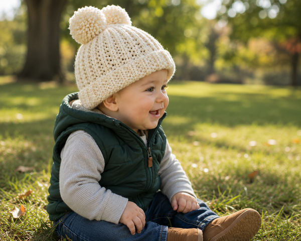 Easy Baby Pom Pom Hat Knitting Pattern