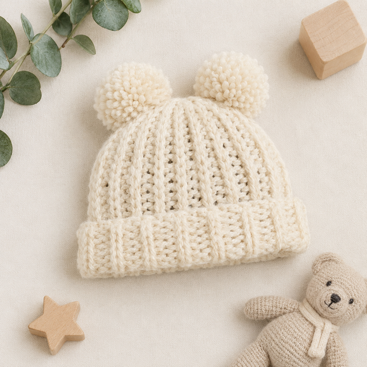 Easy Baby Pom Pom Hat Knitting Pattern