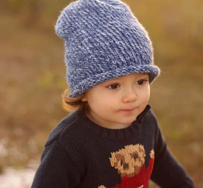 Easy Toddler Slouch Beanie Knitting Pattern