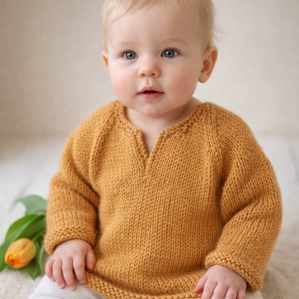 Easy Baby Pullover Sweater Knitting Pattern