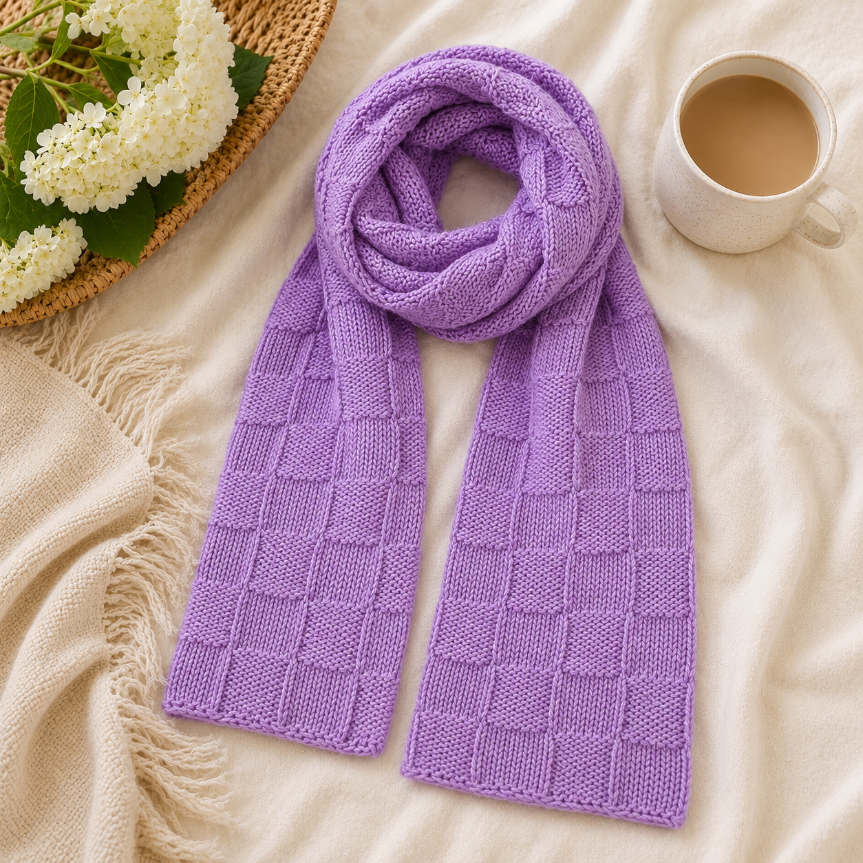 Easy Basketweave Scarf Knitting Pattern