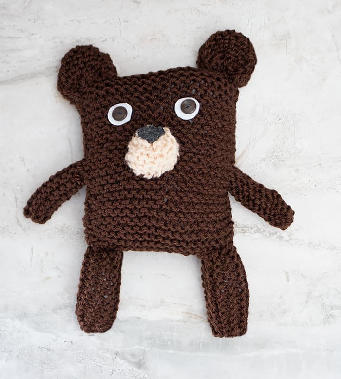 Easy Knit Bear from a Square Pattern