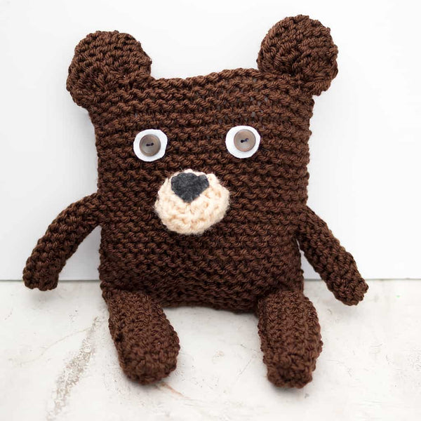 Easy Knit Bear from a Square Pattern