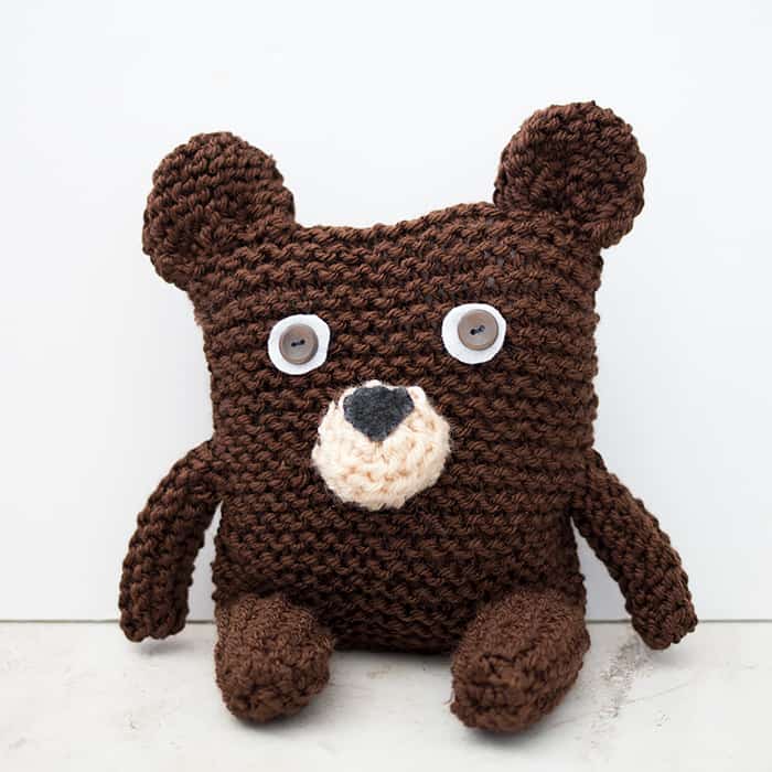 Easy Knit Bear from a Square Pattern