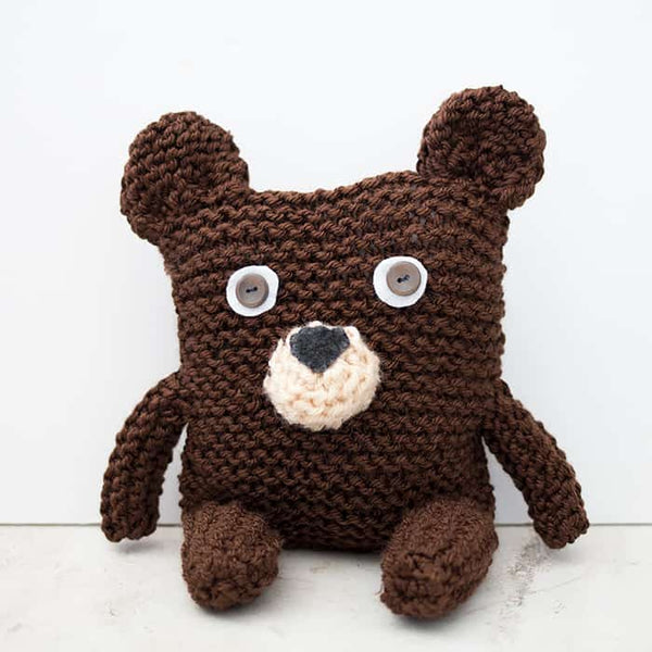 Easy Knit Bear from a Square Pattern
