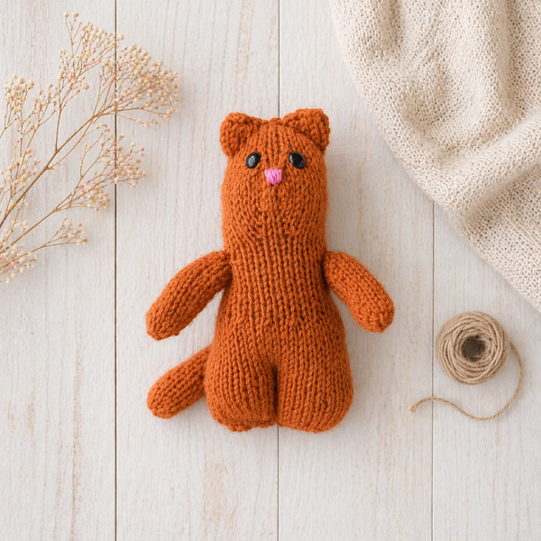 Beginner Flat Knit Cat Knitting Pattern