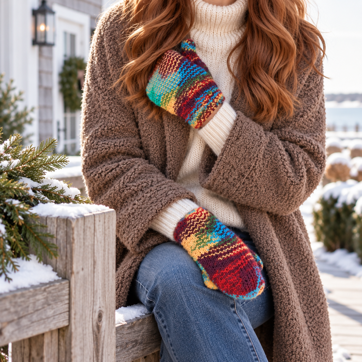 Easy Beginner Thumb Mittens Knitting Pattern for Women