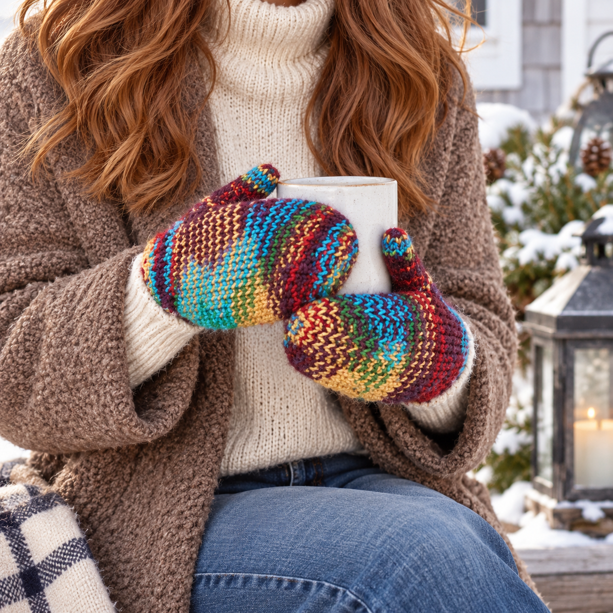 Easy Beginner Thumb Mittens Knitting Pattern for Women