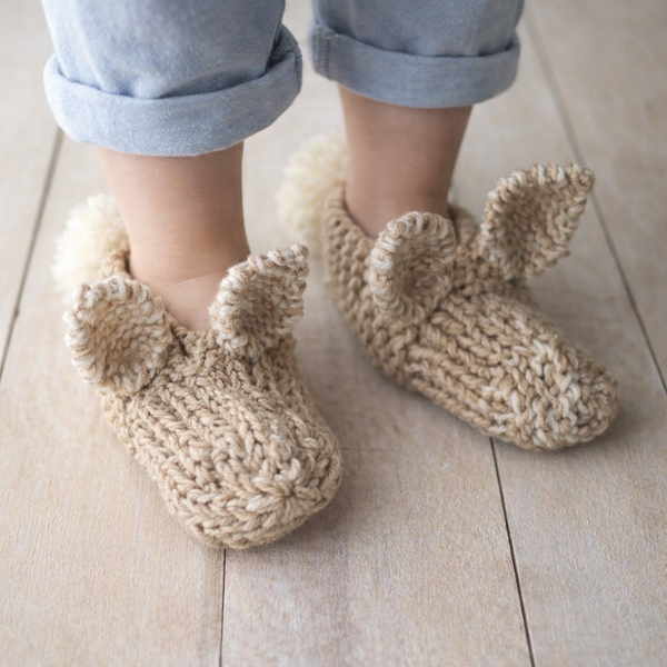 Easy Kids Bunny Slippers Knitting Pattern