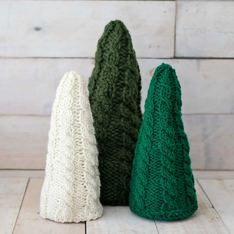 Flat Knit Cable Christmas Trees