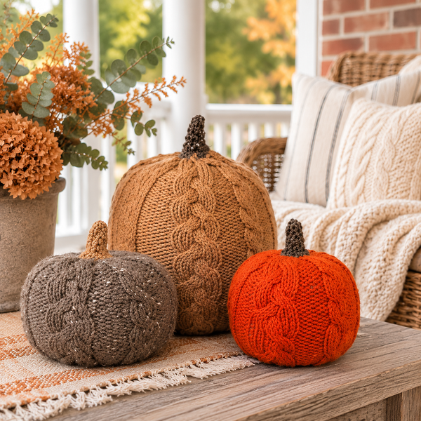 Flat Knit Cable Pumpkins Pattern
