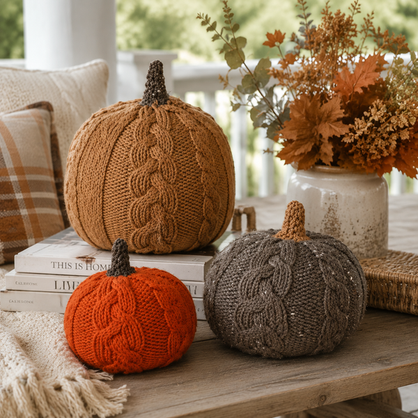 Flat Knit Cable Pumpkins Pattern