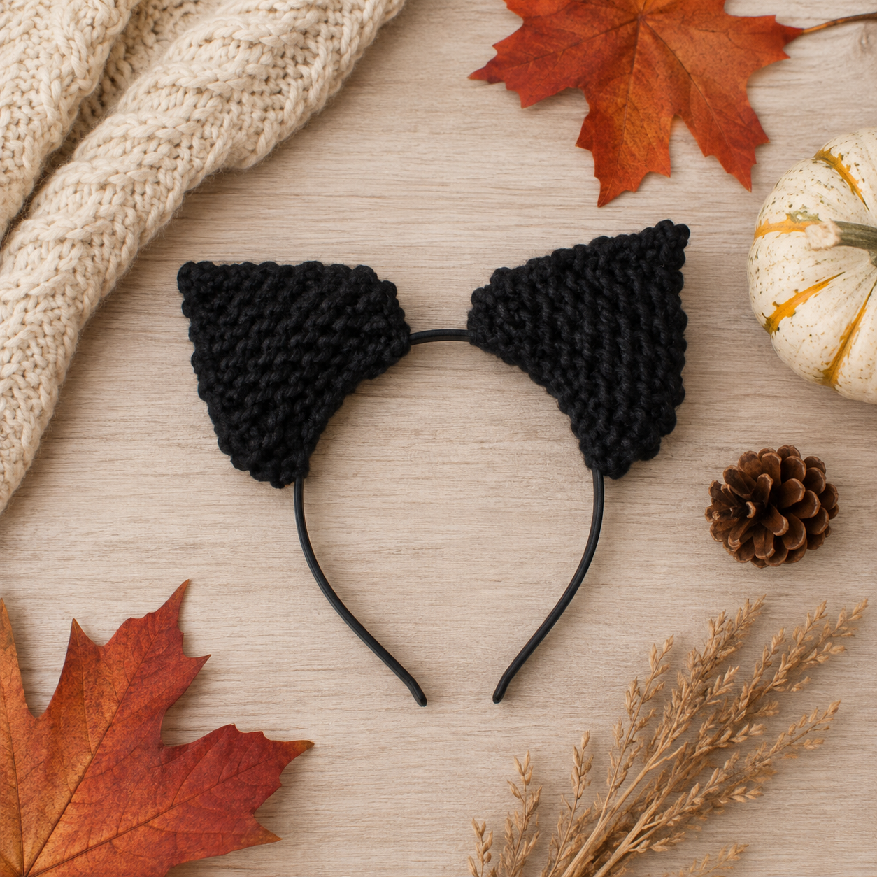 Cat Ear Headband Knitting Pattern for Kids