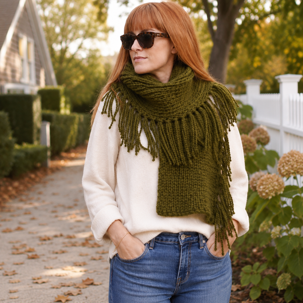 Easy Fringe Scarf Knitting Pattern