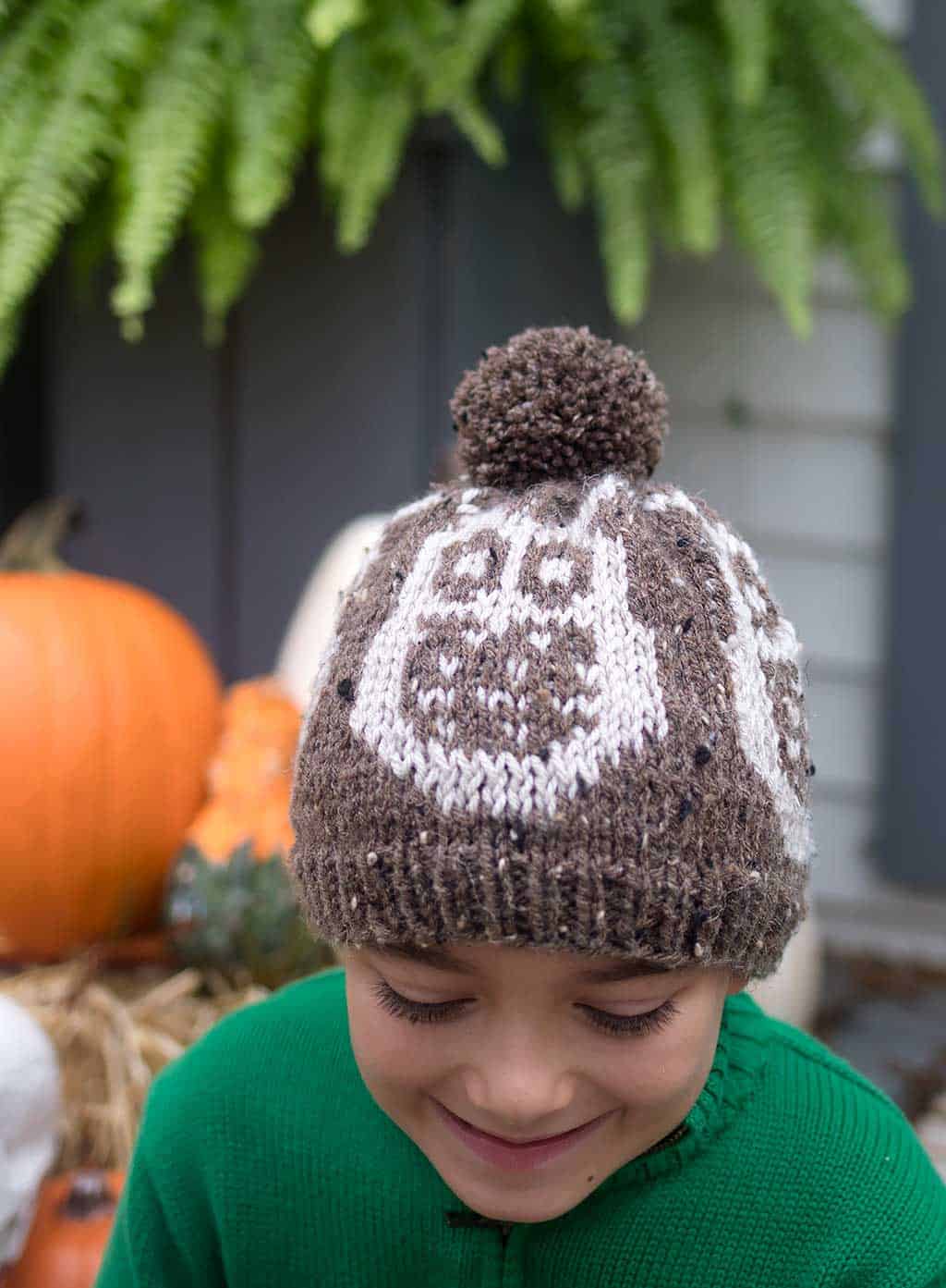 Colorwork Owl Hat Knitting Pattern for Kids