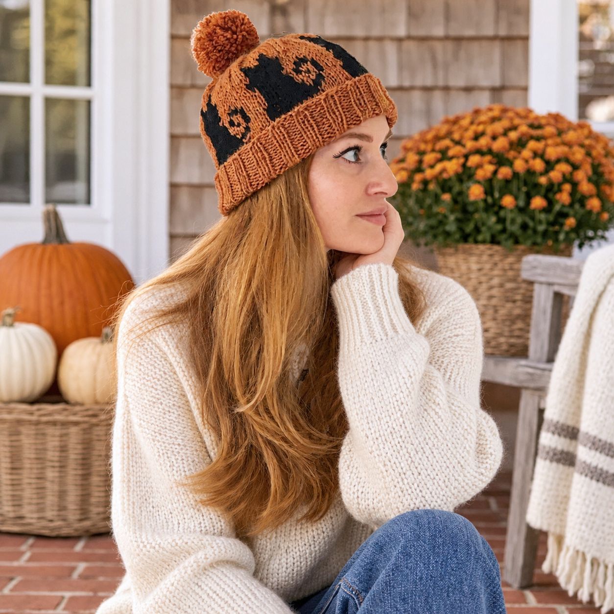 Colorwork Knit Cat Hat For Women Knitting Pattern