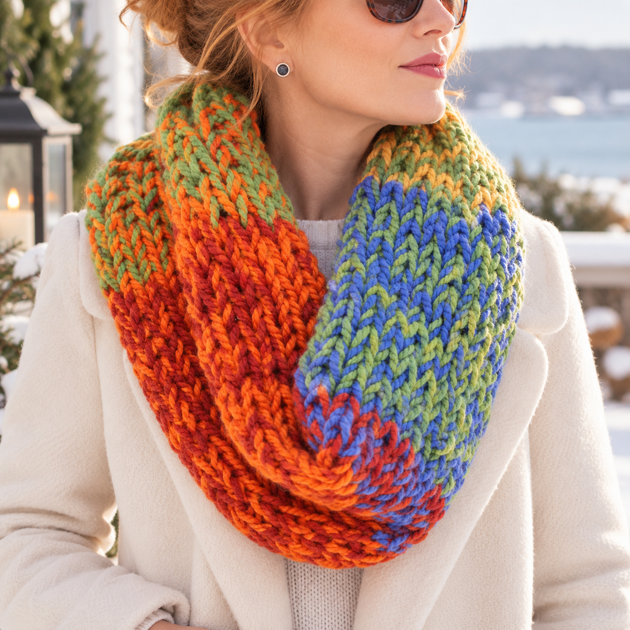 Easy Double Layered Chunky Cowl Knitting Pattern