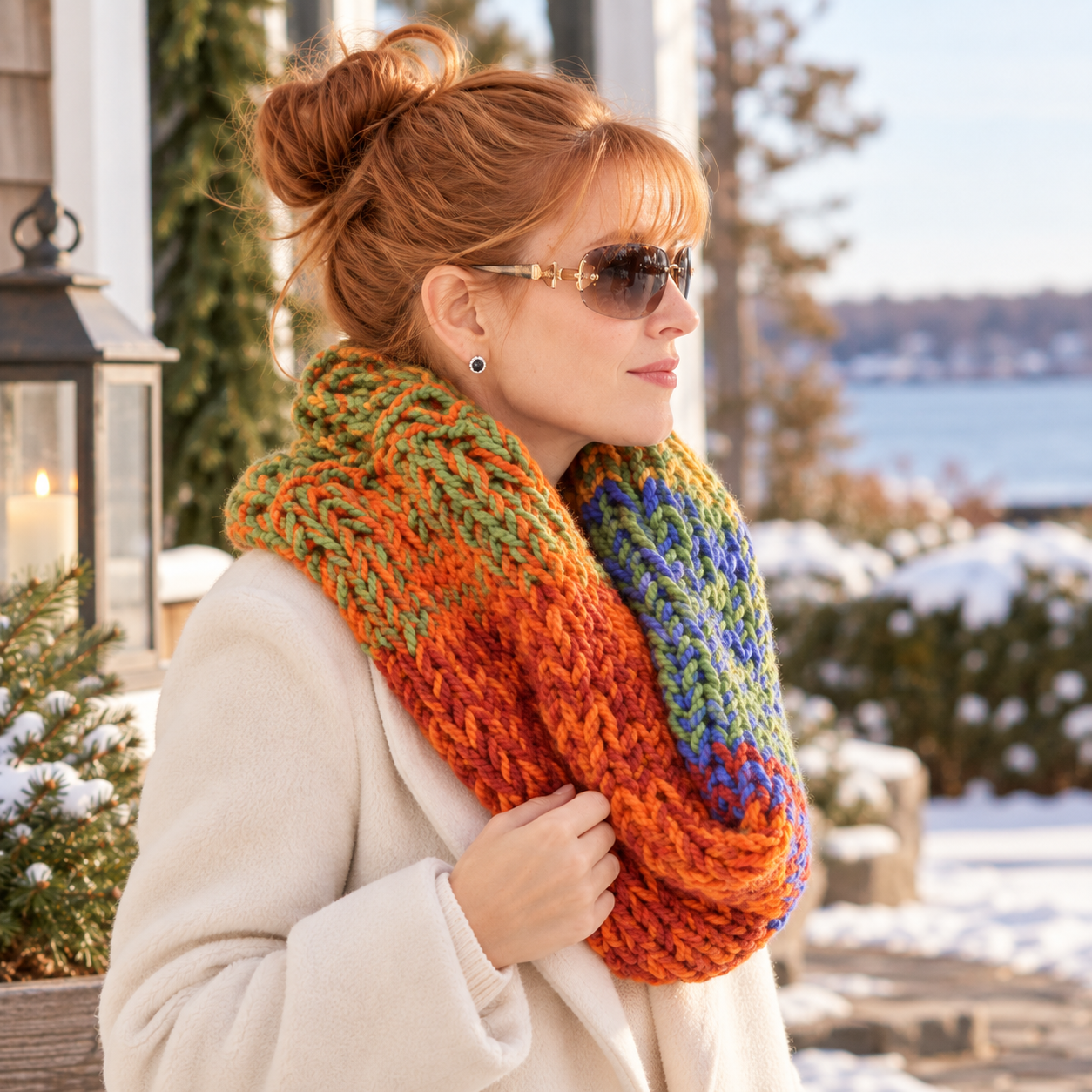 Easy Double Layered Chunky Cowl Knitting Pattern