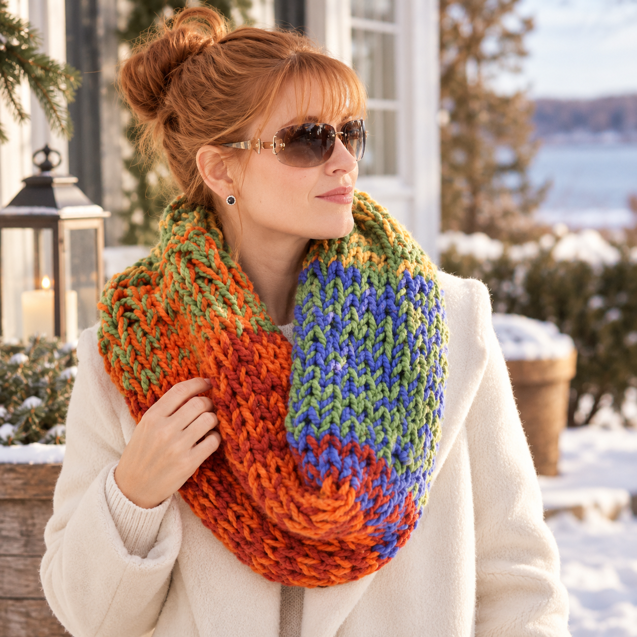 Easy Double Layered Chunky Cowl Knitting Pattern