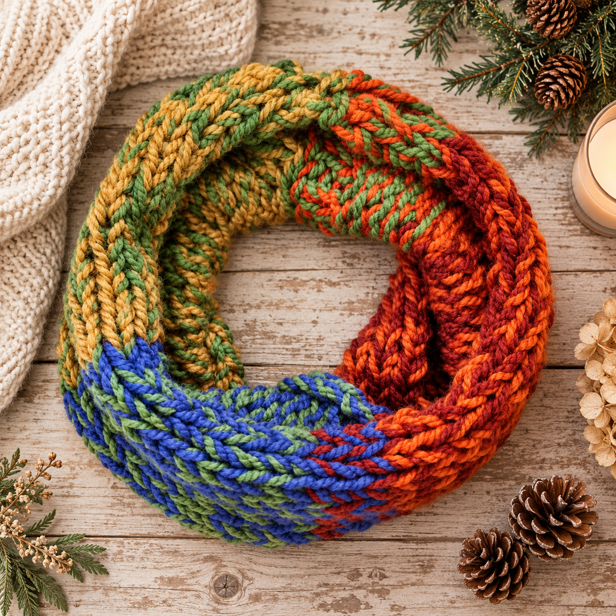 Easy Double Layered Chunky Cowl Knitting Pattern
