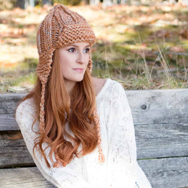 Easy Ear Flap Hat Knitting Pattern for Women