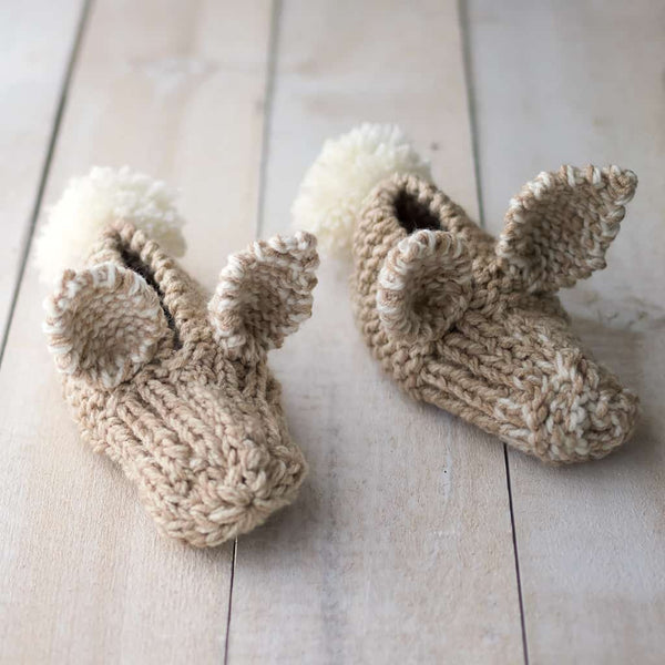 Easy Kids Bunny Slippers Knitting Pattern