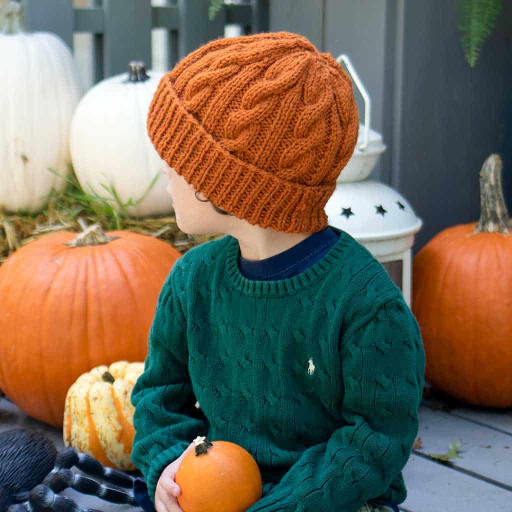 Kids Flat Knit Cable Hat