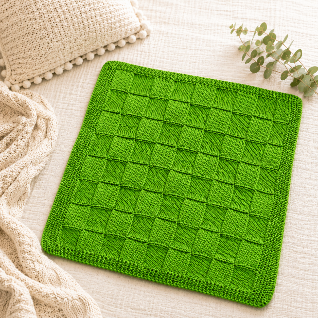 Easy Basketweave Baby Blanket Knitting Pattern