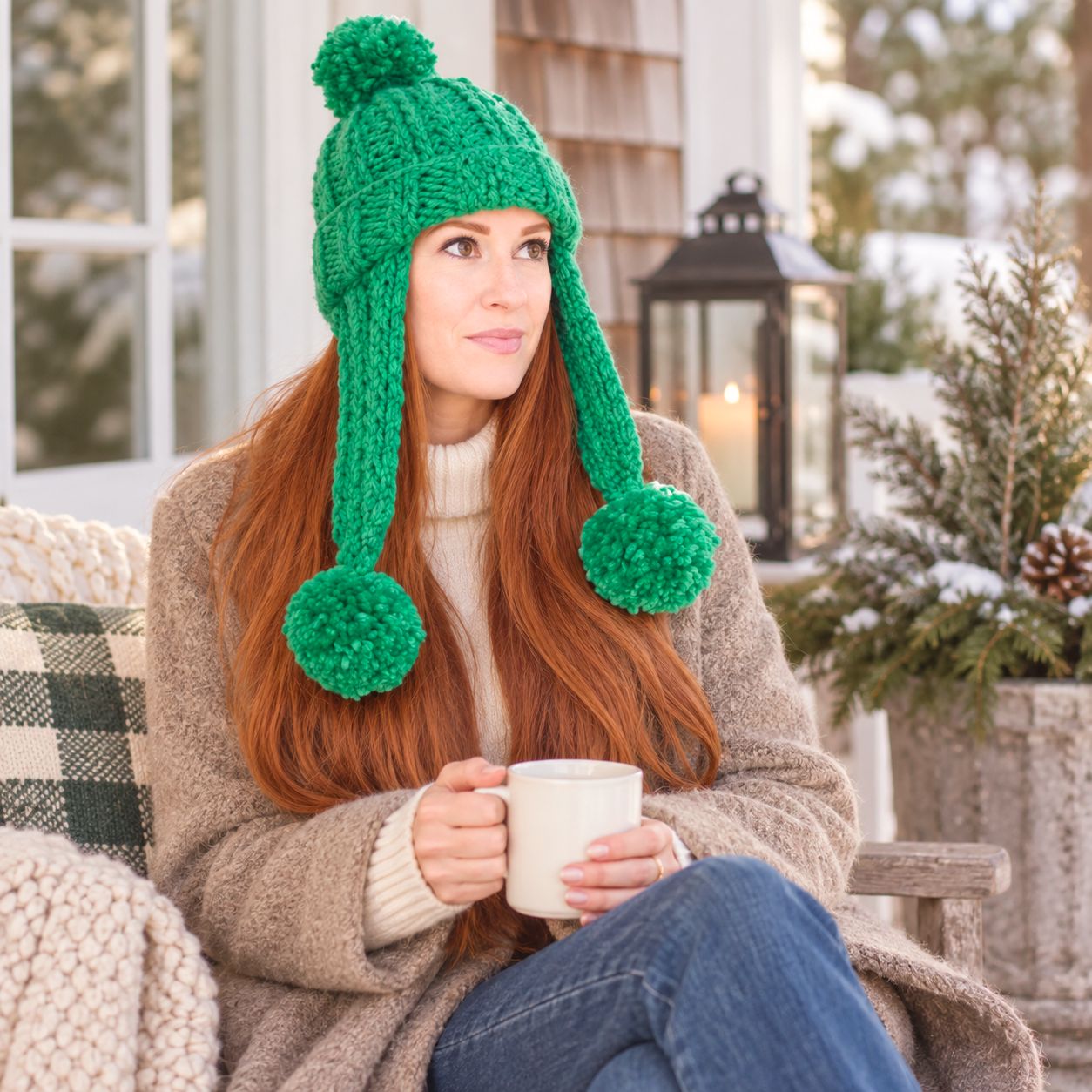 Easy Flat Knit Ear Flap Hat Knitting Pattern