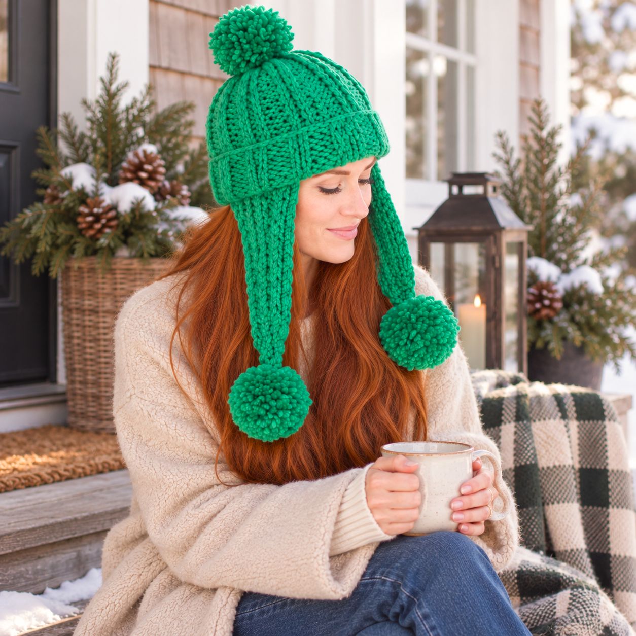 Easy Flat Knit Ear Flap Hat Knitting Pattern