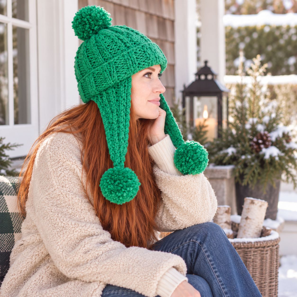 Easy Flat Knit Ear Flap Hat Knitting Pattern