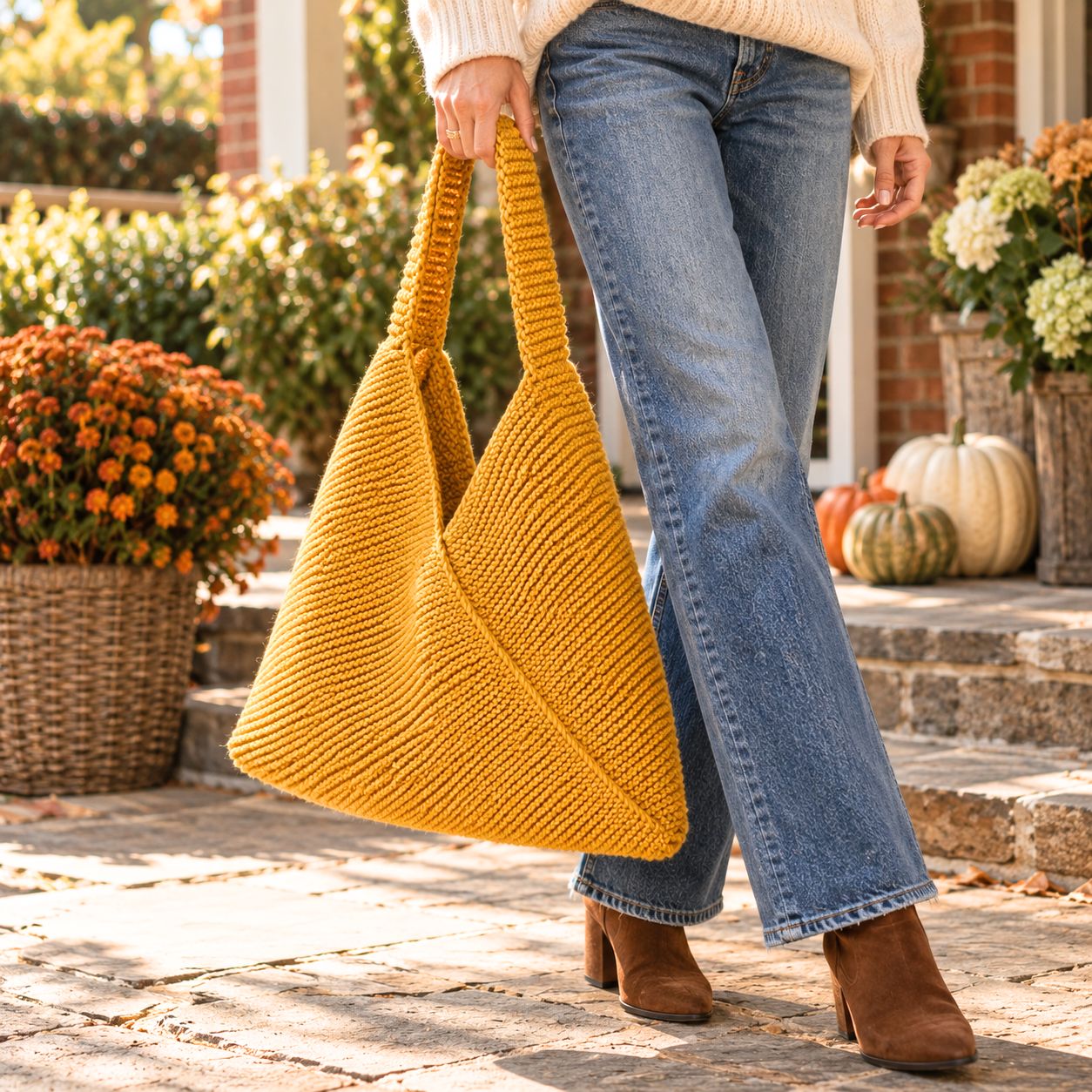 Easy Folded Rectangle Bag Knitting Pattern