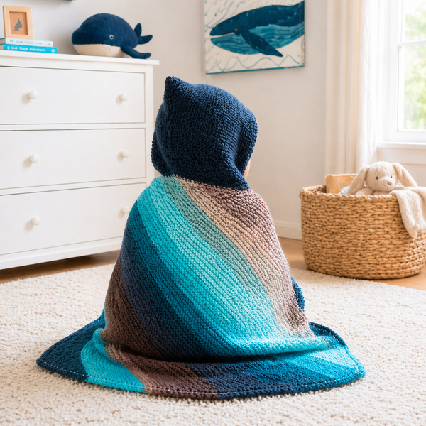 Easy Hooded Baby Blanket Knitting Pattern