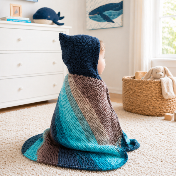 Easy Hooded Baby Blanket Knitting Pattern