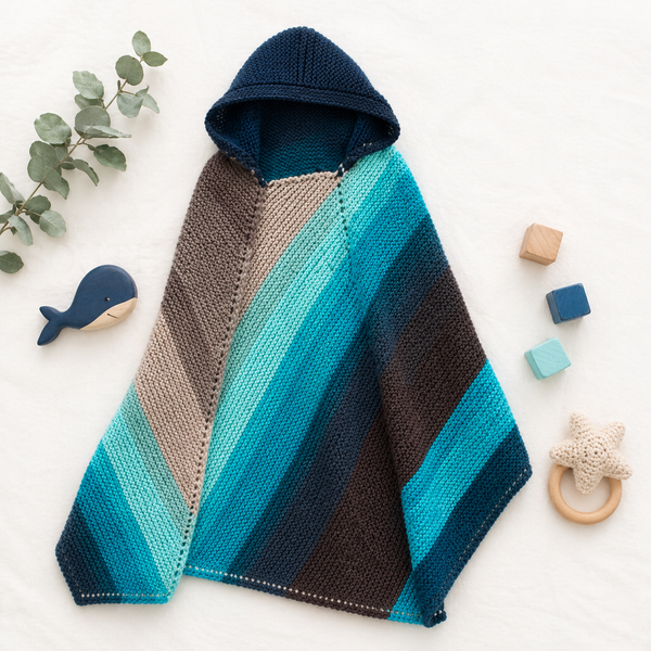 Easy Hooded Baby Blanket Knitting Pattern
