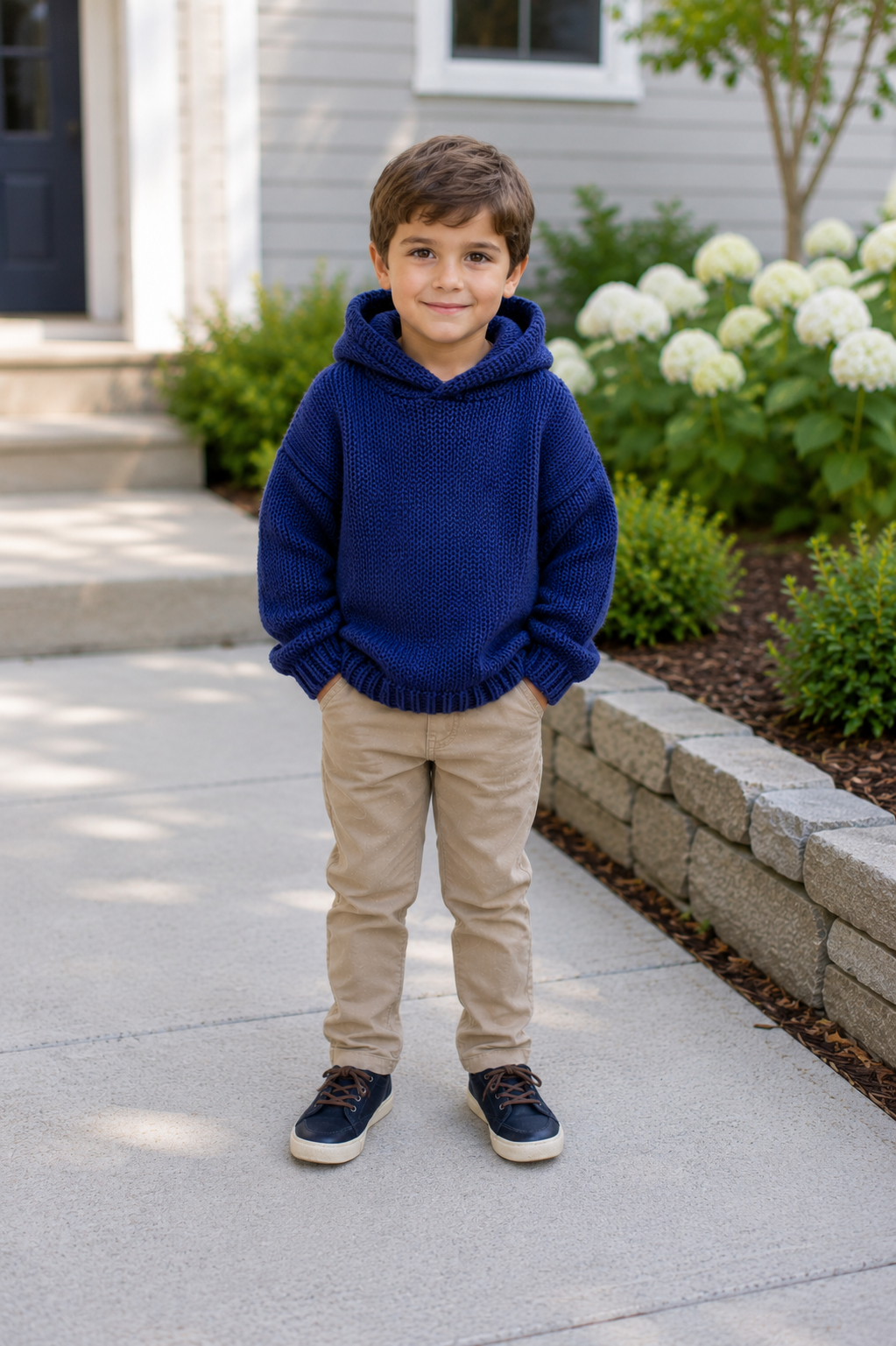 Easy Kids Hooded Sweater Knitting Pattern