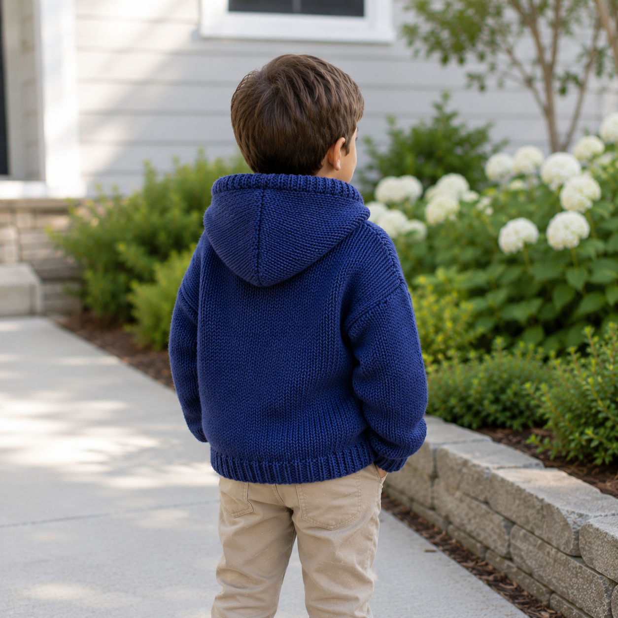Easy Kids Hooded Sweater Knitting Pattern