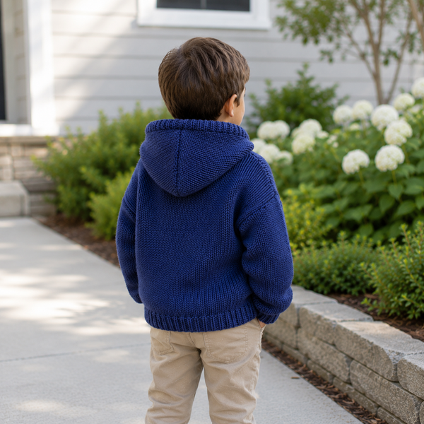 Easy Kids Hooded Sweater Knitting Pattern