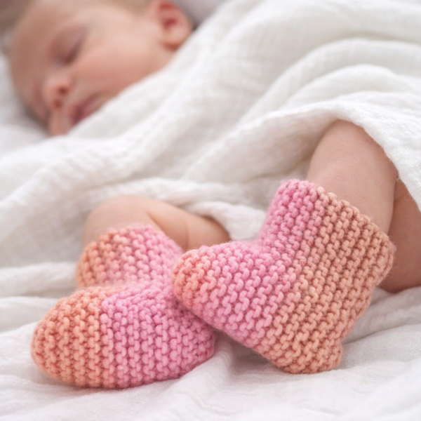 Easy Flat Knit Baby Booties Knitting Pattern