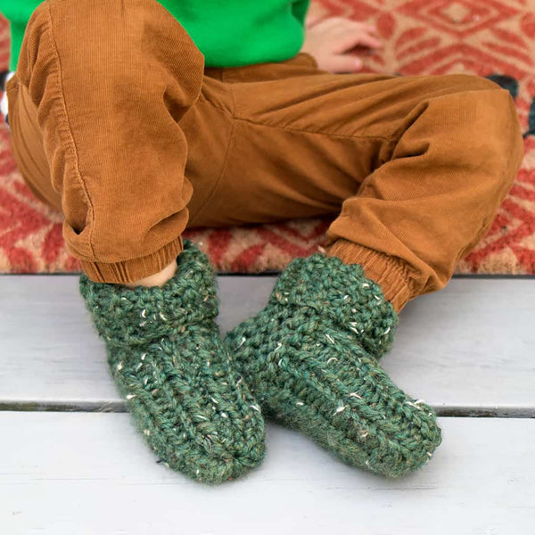 Kids Flat Knit Slippers Knitting Pattern