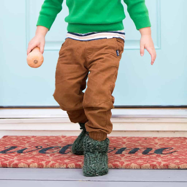 Kids Flat Knit Slippers Knitting Pattern