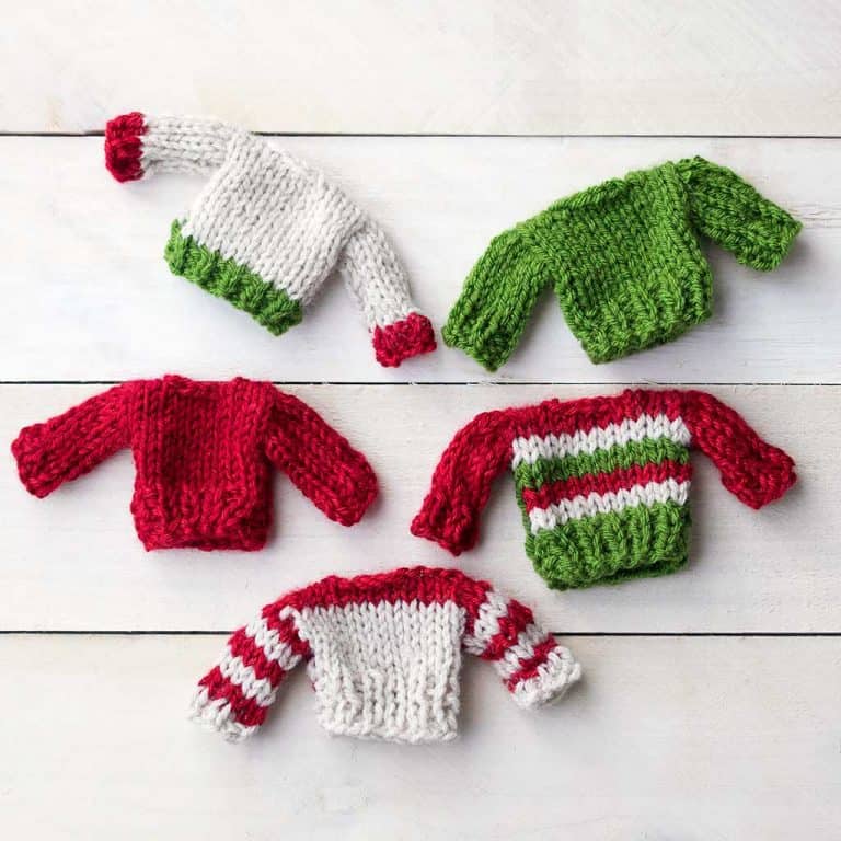 Easy Knit Mini Christmas Sweaters