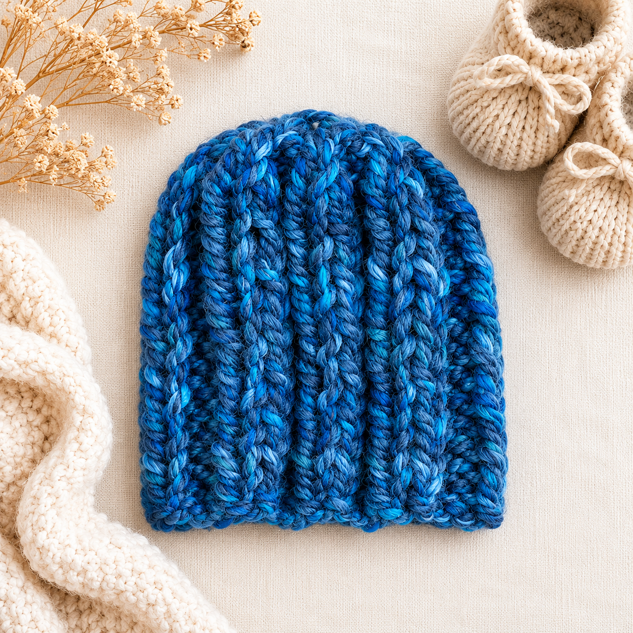 Flat Knit Newborn Hat Knitting Pattern