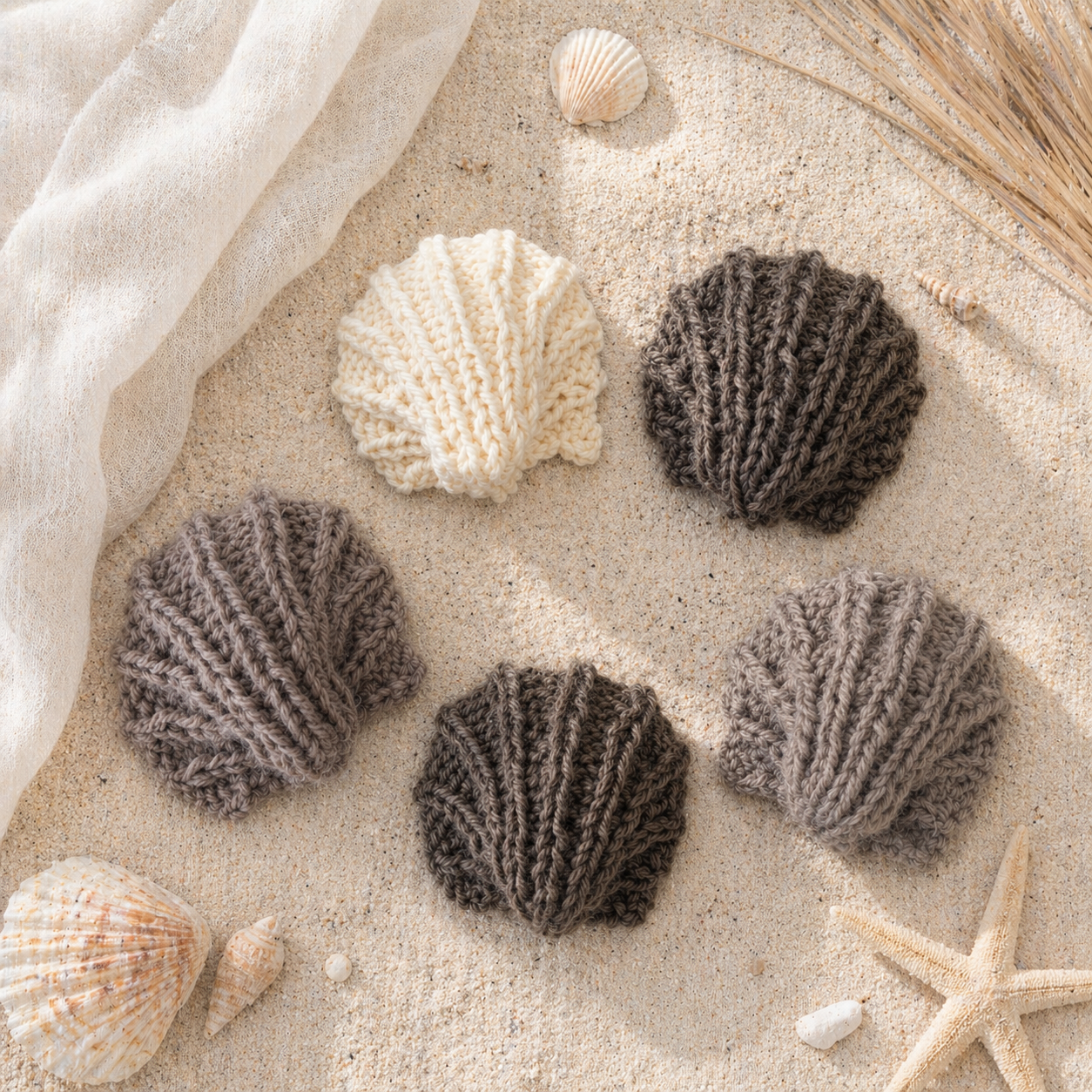 Flat Knit Seashell Knitting Pattern