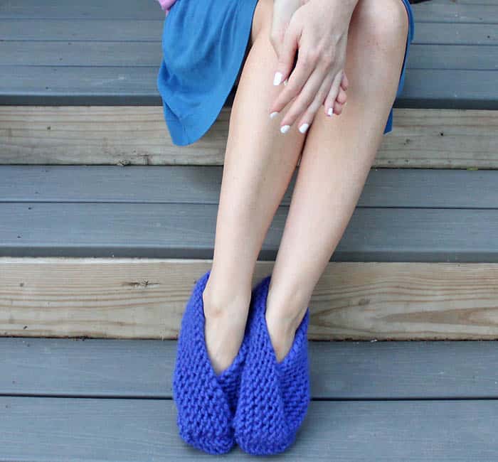 Easy Foldover Slippers Knitting Pattern