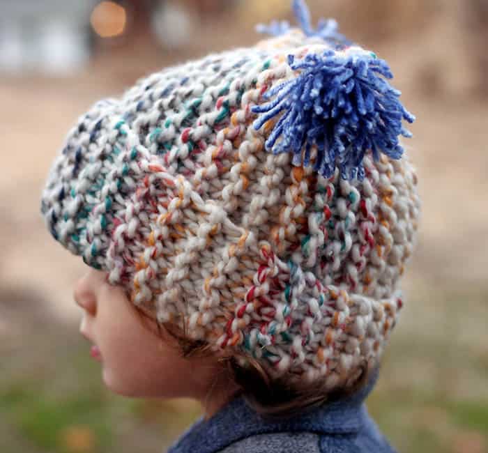 Kids Flat Knit Garter Stitch Hat Knitting Pattern