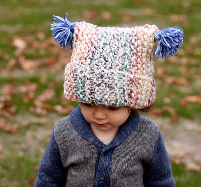 Kids Flat Knit Garter Stitch Hat Knitting Pattern